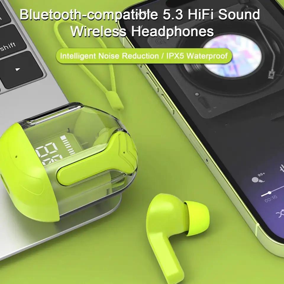 Crystal Portable LED Display Professional Clear Sound Wireless Earbuds - Fliqbasket